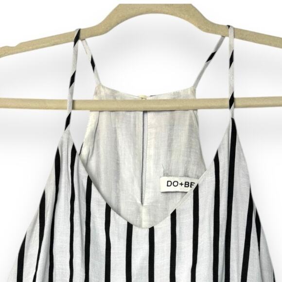 Strappy Cami Babydoll Tank Top M Ruffle Keyhole Y2K Beachy Nautical Black White - Picture 3 of 11